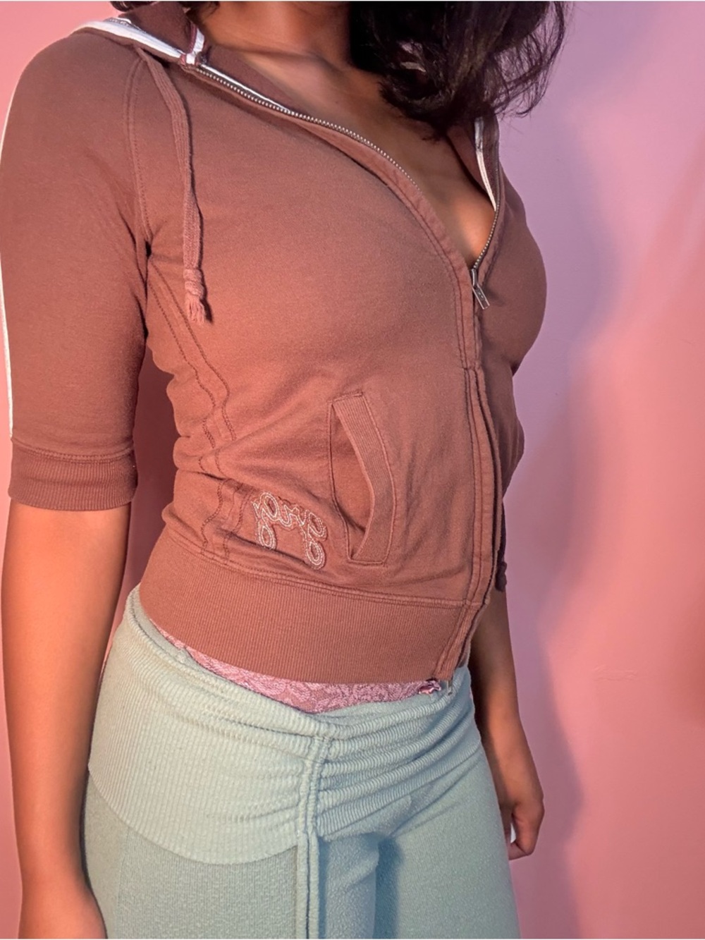 Garage cropped 1/4 sleeve Hoodie